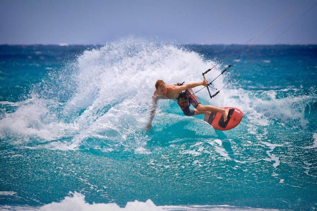 Kitesurfing in Natadola, Fiji